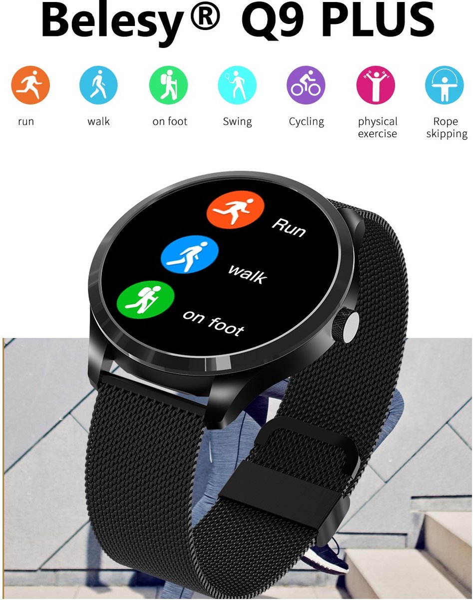 Belesy Q9 Pro Smartwatch Unisex Zwart Roze
