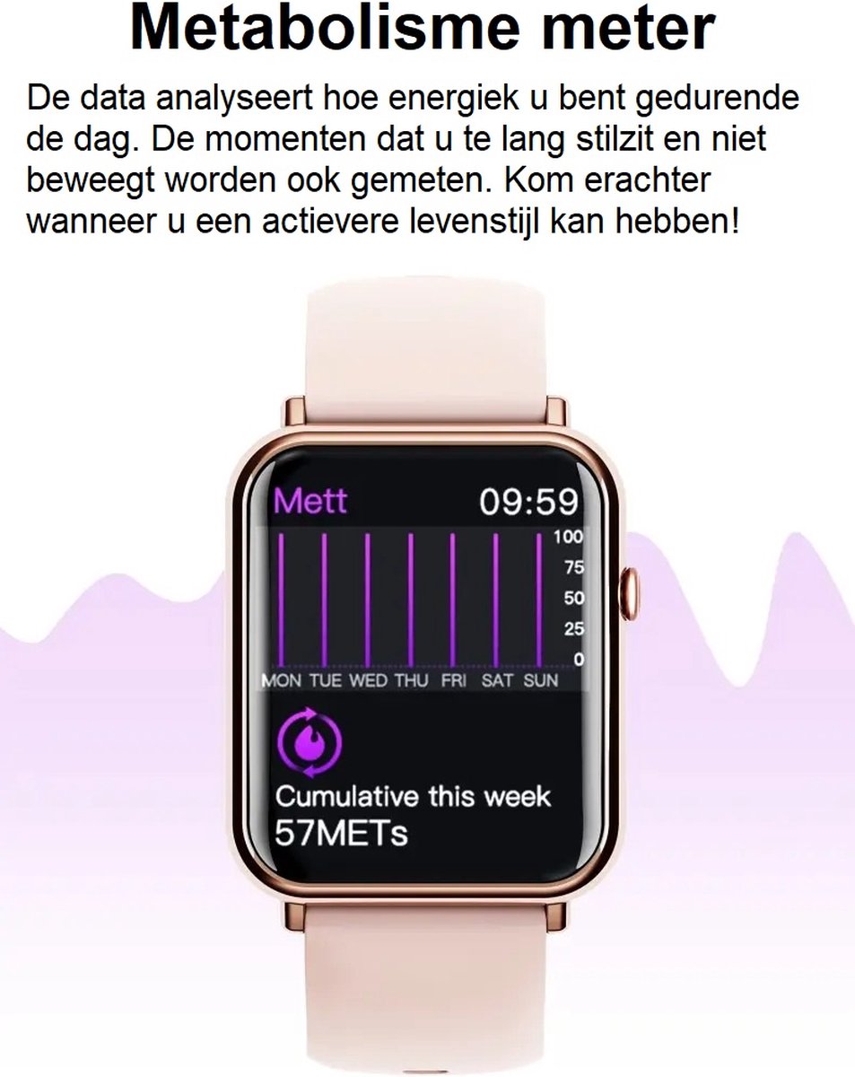 Belesy QUOTE Smartwatch Paars Goud 1.69 inch