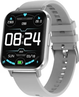 Belesy® Retina X Smartwatch Unisex - Zilveren kast, grijze siliconen band