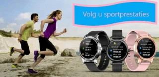 Belesy SMART smartwatch dames en heren goud roze siliconen