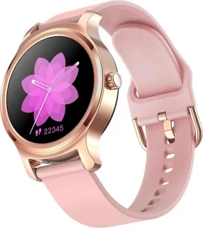 Belesy SMART smartwatch dames en heren goud roze siliconen