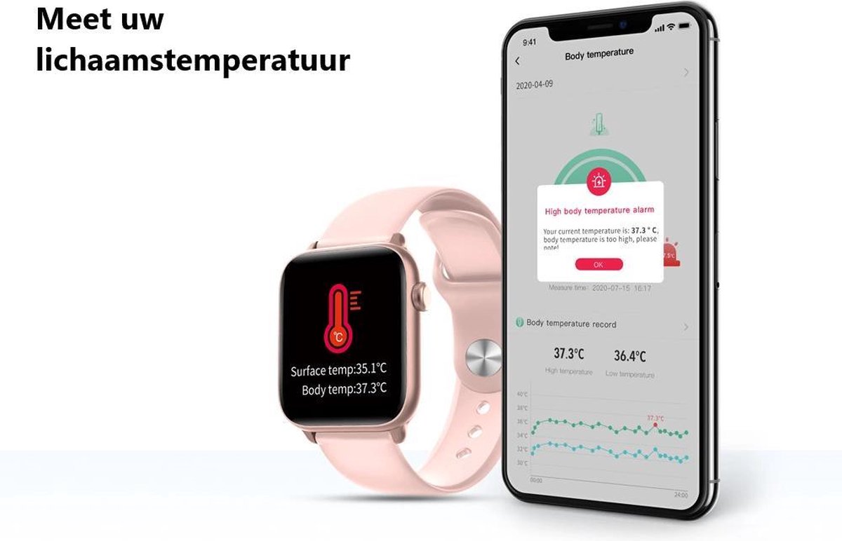 Belesy Thermo Pro Smartwatch Roze