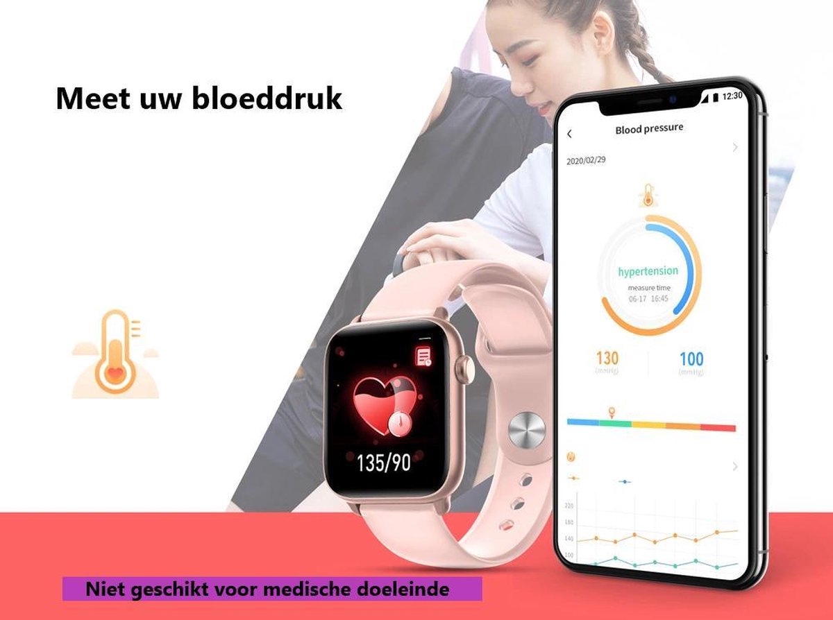 Belesy Thermo Pro Smartwatch Roze