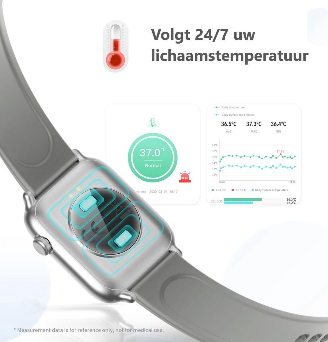 Belesy Thermo Pro Smartwatch Roze
