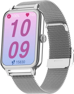 Belesy Valencia Smartwatch 1.47 inch AMOLED Zilver Milanees
