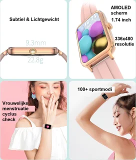 Belesy Valencia Smartwatch 1.47 inch AMOLED Zilver Milanees