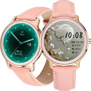 Belesy VENUS Smartwatch Dames Goud Leer Roze