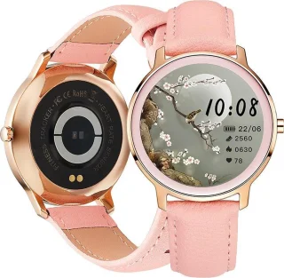Belesy VENUS Smartwatch Dames Goud Leer Roze