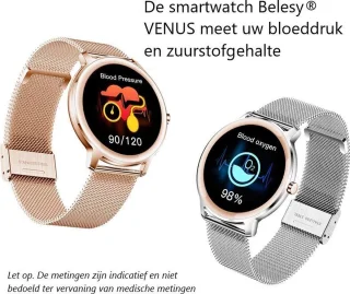 Belesy VENUS Smartwatch Dames Goud Leer Roze