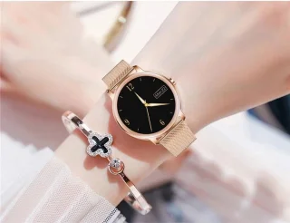 Belesy VENUS Smartwatch Dames Goud Leer Roze