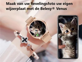 Belesy VENUS Smartwatch Dames Goud Leer Roze