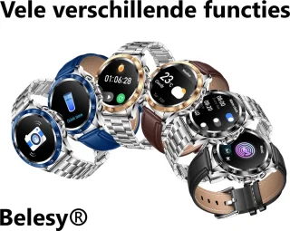 Belesy XTRA Smartwatch Zwart Leer