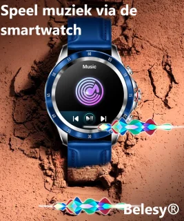 Belesy XTRA Smartwatch Zwart Leer