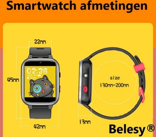 Belesy YOUTH Smartwatch Zwart Siliconen Kinderhorloge