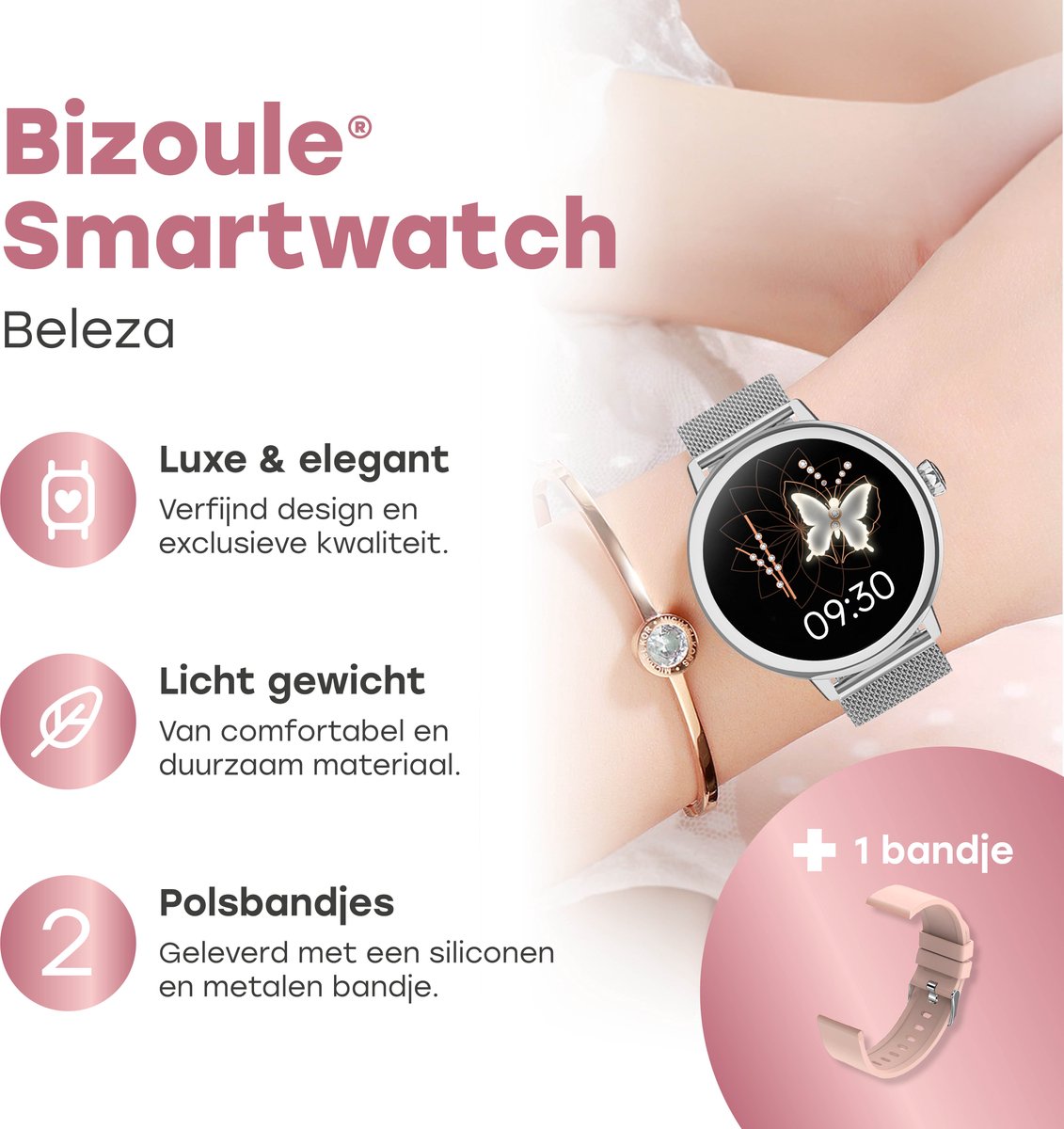 Wat vinden we goed aan de Bizoule Beleza Smartwatch Dames 40mm Zilver