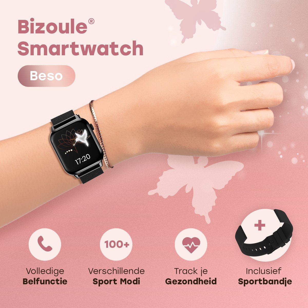 Wat vinden we goed aan de Bizoule Beso 40mm smartwatch zwart