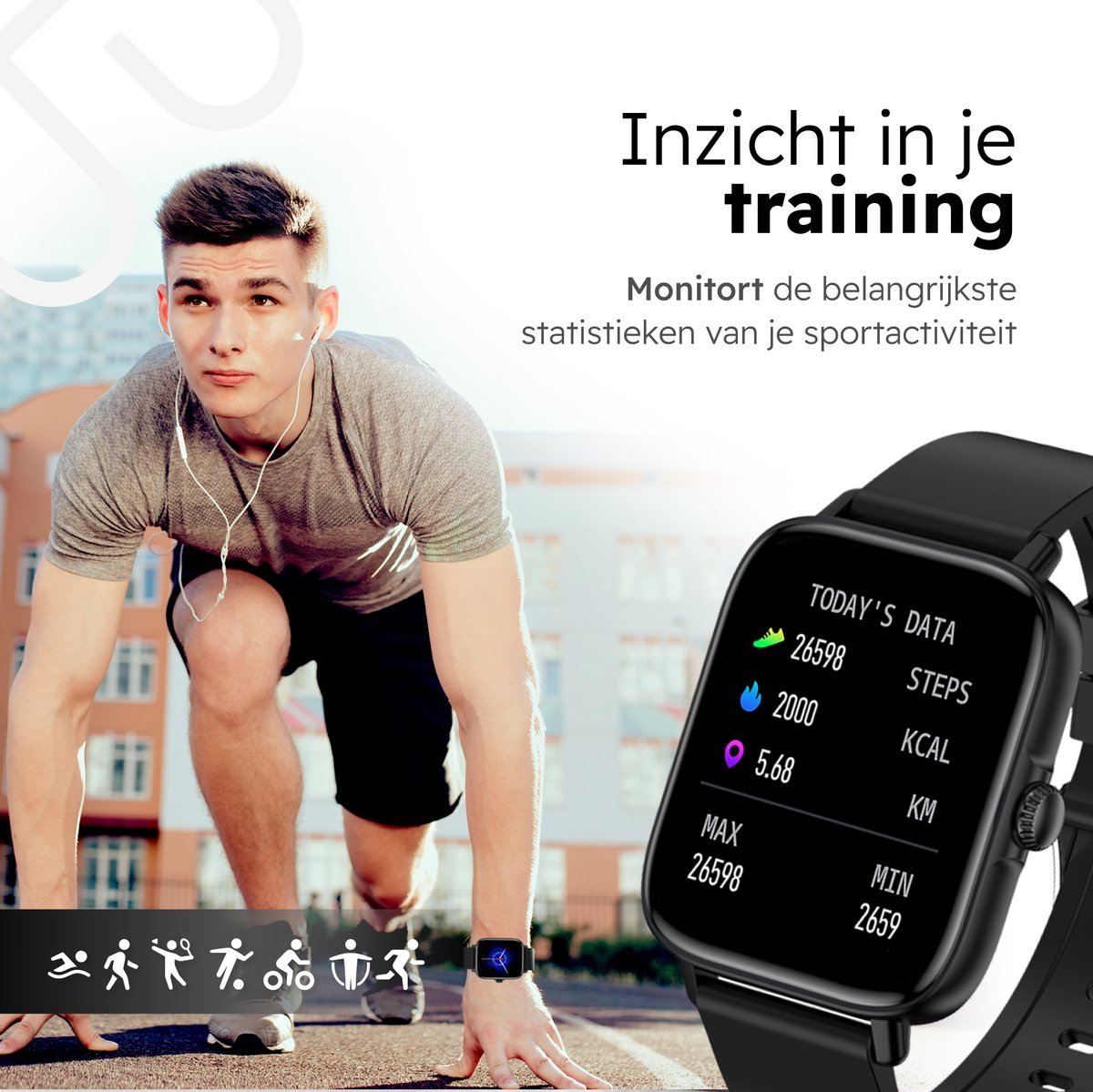 Bizoule CS3 Smartwatch Zwart