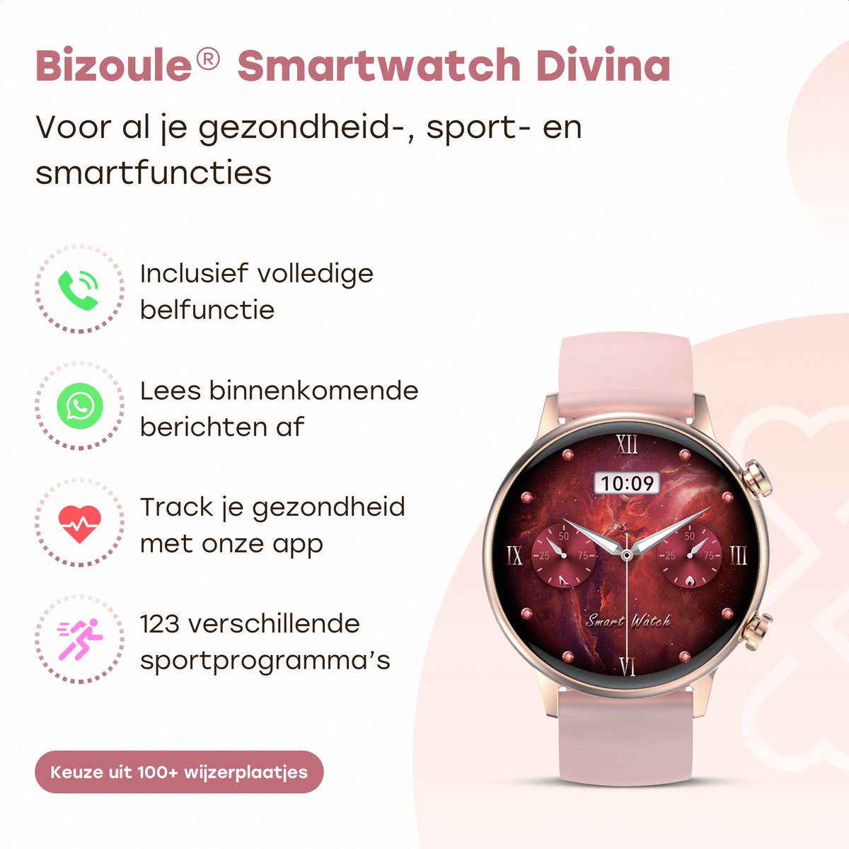 Wat vinden we goed aan de Bizoule Divina Smartwatch Dames 40mm Rosé-Goud