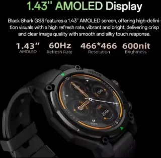 Black Shark GS3 smartwatch zwart GPS