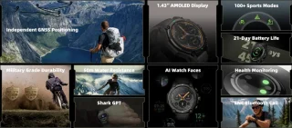 Black Shark GS3 smartwatch zwart GPS