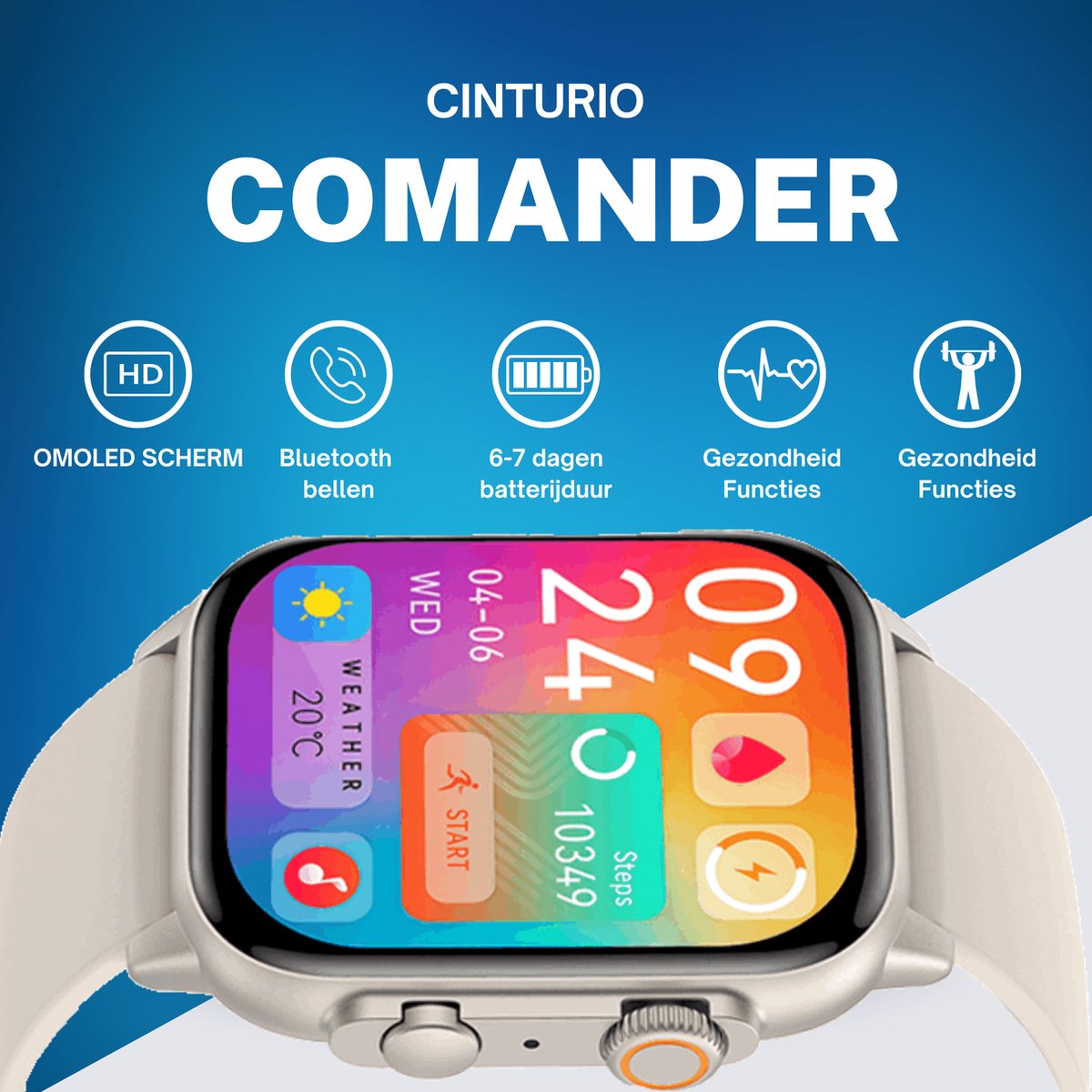 Wat vinden we goed aan de Cinturio Commander Smartwatch Zilver/Wit
