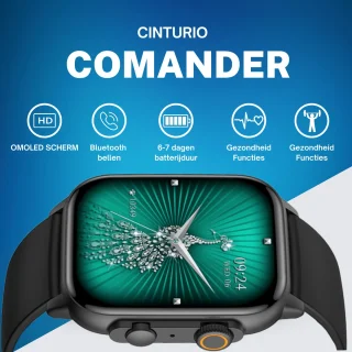 Cinturio Commander Smartwatch Zwart
