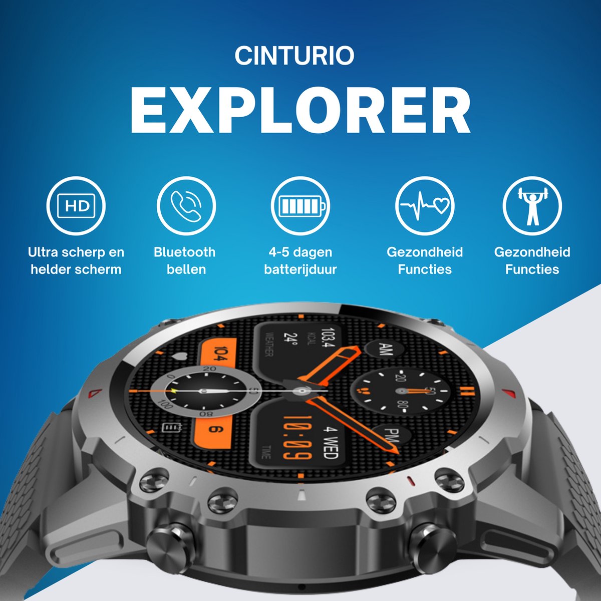 Wat vinden we goed aan de Cinturio Explorer Smartwatch - Unisex - Met HD Scherm en Twee Bandjes