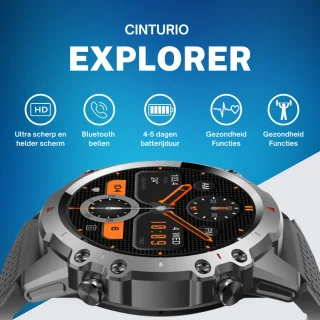 Cinturio Explorer Smartwatch - Unisex - Met HD Scherm en Twee Bandjes