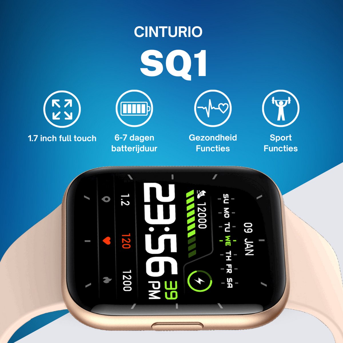 Cinturio SQ1 Combo Pack Smartwatch Goud Grijs
