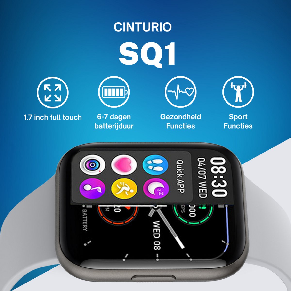 Cinturio SQ1 Combo Pack Smartwatch Goud Grijs