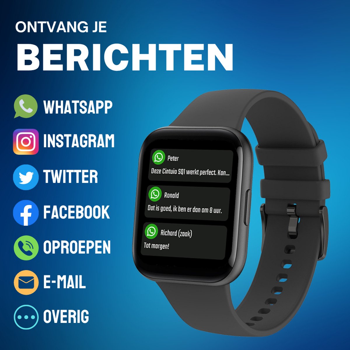 Cinturio SQ1 Combo Pack Smartwatch Zwart Grijs
