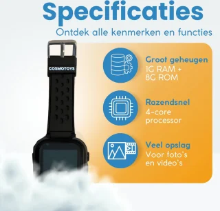 CosmoToys Smartwatch Kinderen 4G GPS Zwart