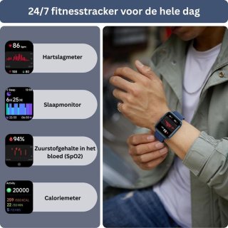 Wat vinden we goed aan de DailySupplies® Sporthorloge Smartwatch - Blauw