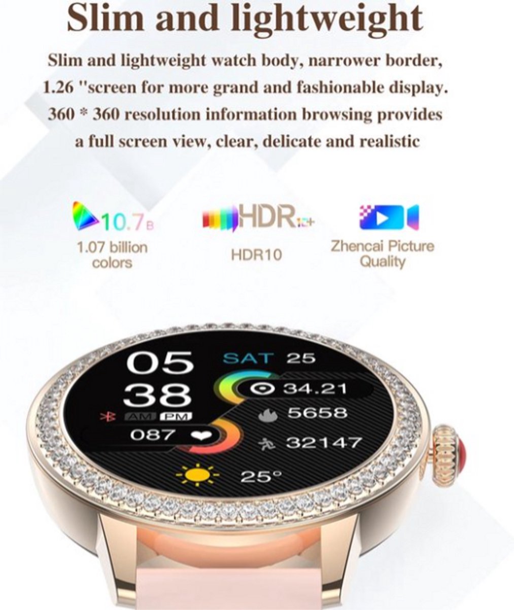Dames Smartwatch 1.26'' HD 2025 Bluetooth Fitness Horloge