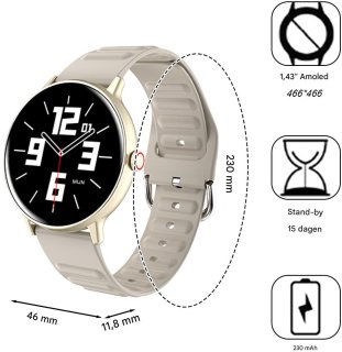 Dames Smartwatch 1,43 inch Beige - Geschikt voor Android en iOS