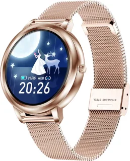 Darenci Classy Pro Smartwatch Rosegoud - Stalen Band