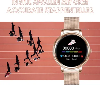 Darenci Classy Pro Smartwatch Rosegoud - Stalen Band