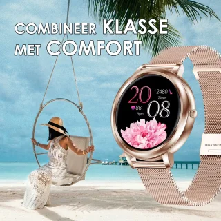 Darenci Classy Pro Smartwatch Rosegoud - Stalen Band