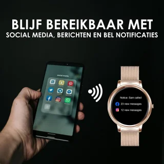 Darenci Classy Pro Smartwatch Rosegoud - Stalen Band