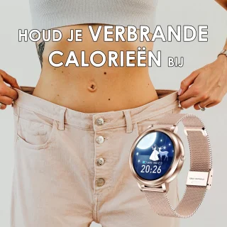 Darenci Classy Pro Smartwatch Rosegoud - Stalen Band