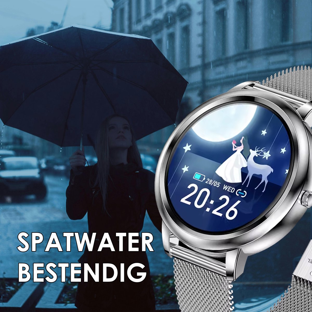 Darenci Classy Pro Smartwatch Zilver Stalen Band