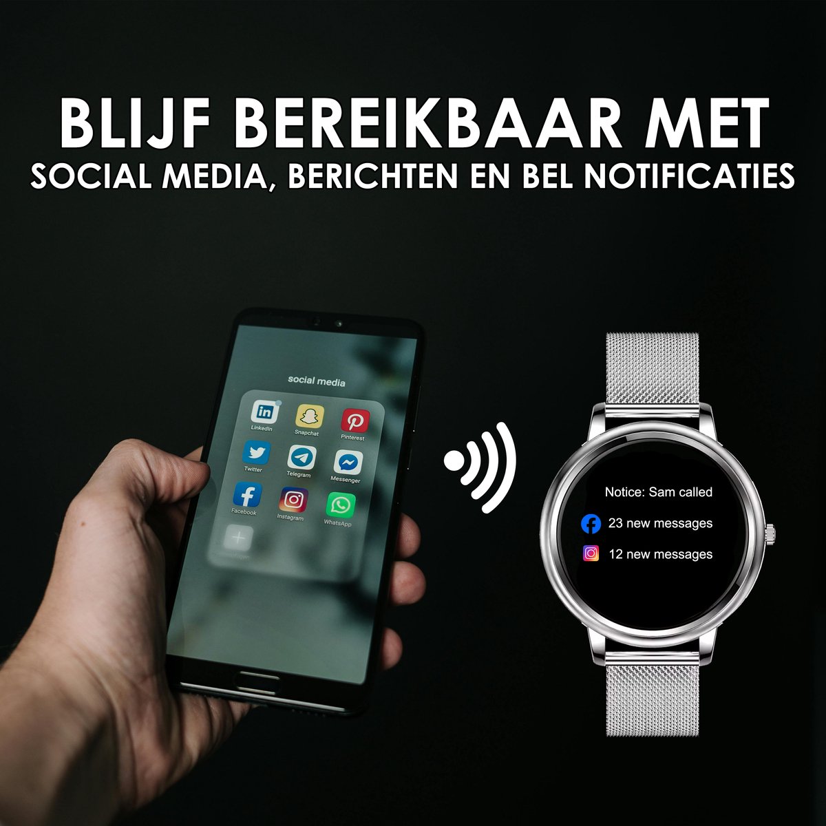 Darenci Classy Pro Smartwatch Zilver Stalen Band