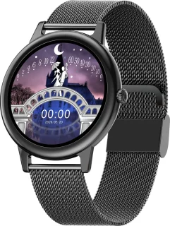 Darenci Feather Pro Smartwatch zwart staal
