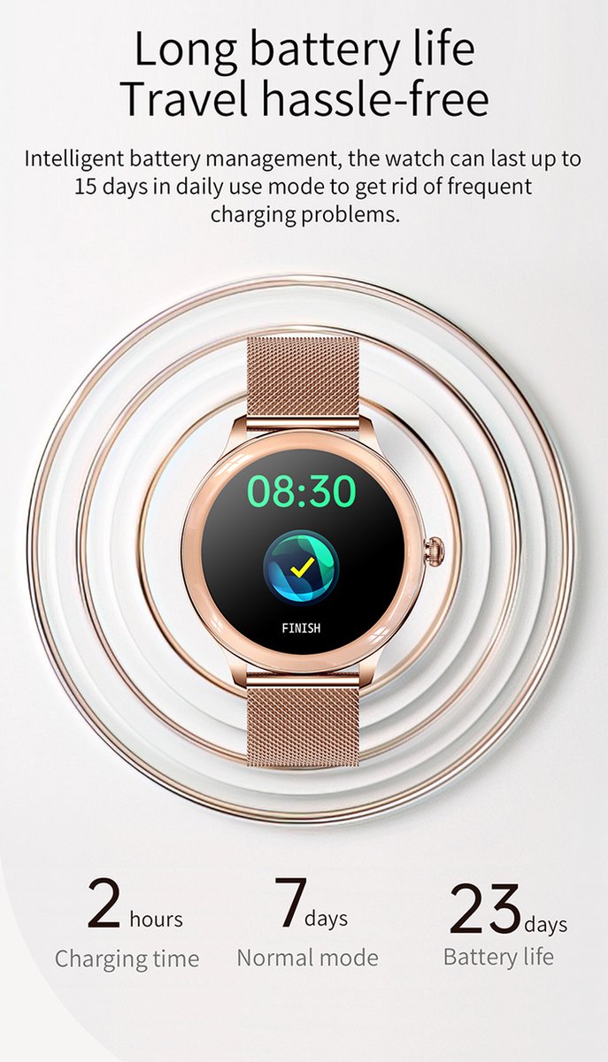 Darenci Flair Pro Smartwatch Zwart Met Extra Bandje