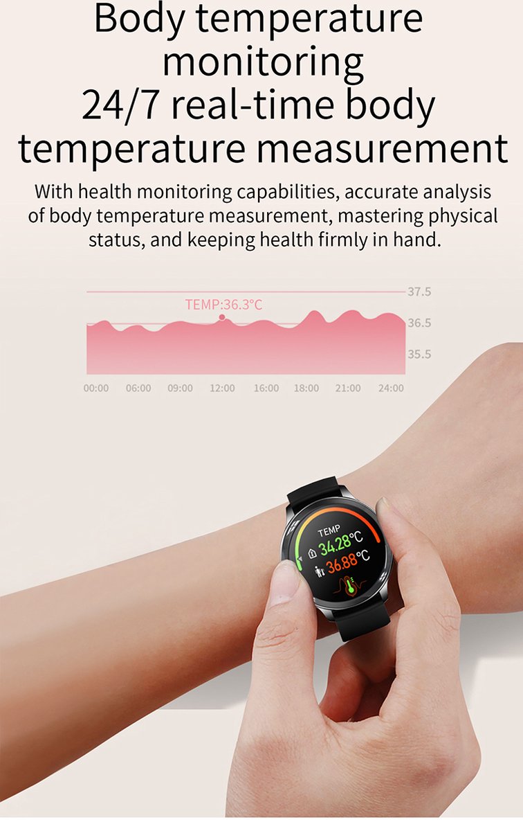 Darenci Flair Pro Smartwatch Zwart Met Extra Bandje