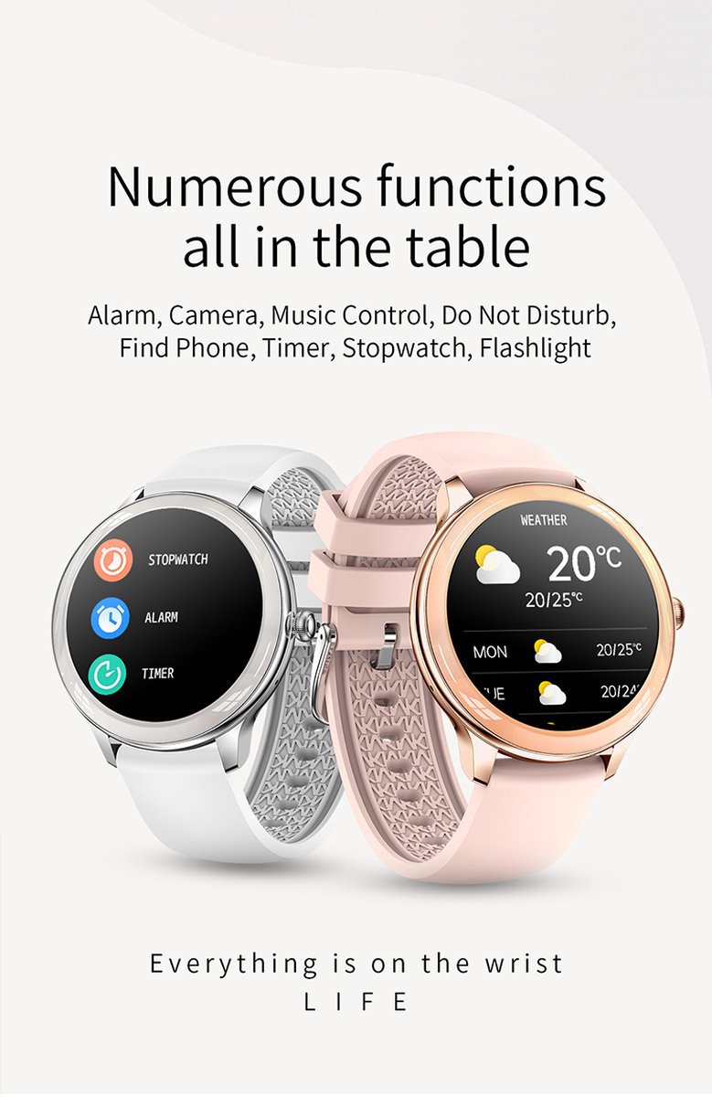 Darenci Flair Pro Smartwatch Zwart Met Extra Bandje