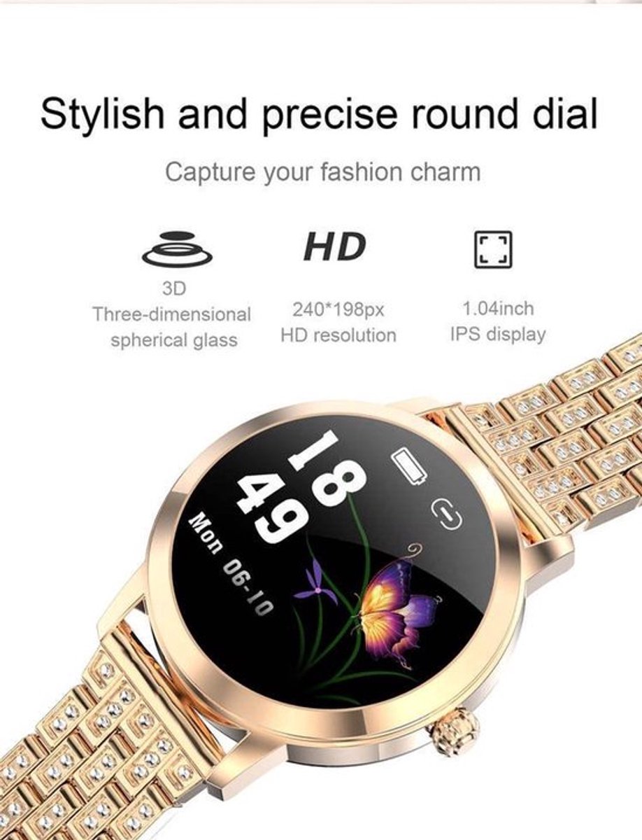 Darenci LustreFit Luxe Smartwatch Roségoud Stalen Band