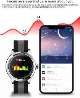 Darenci Majestic Smartwatch Rood-Groen/Goud Siliconen Band