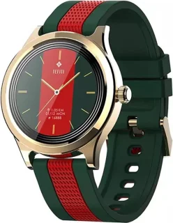 Darenci Majestic Smartwatch Rood-Groen/Goud Siliconen Band