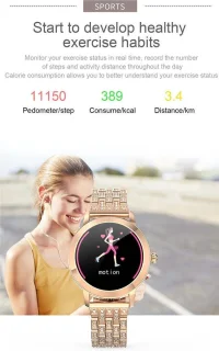 Darenci Me Shine Pro Smartwatch Roségoud Stalen Band